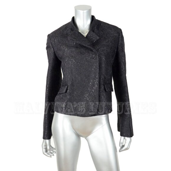 YVES SAINT LAURENT YSL JACKET BLAZER BLACK WOOL BROCADE sz F44 - Picture 1 of 8